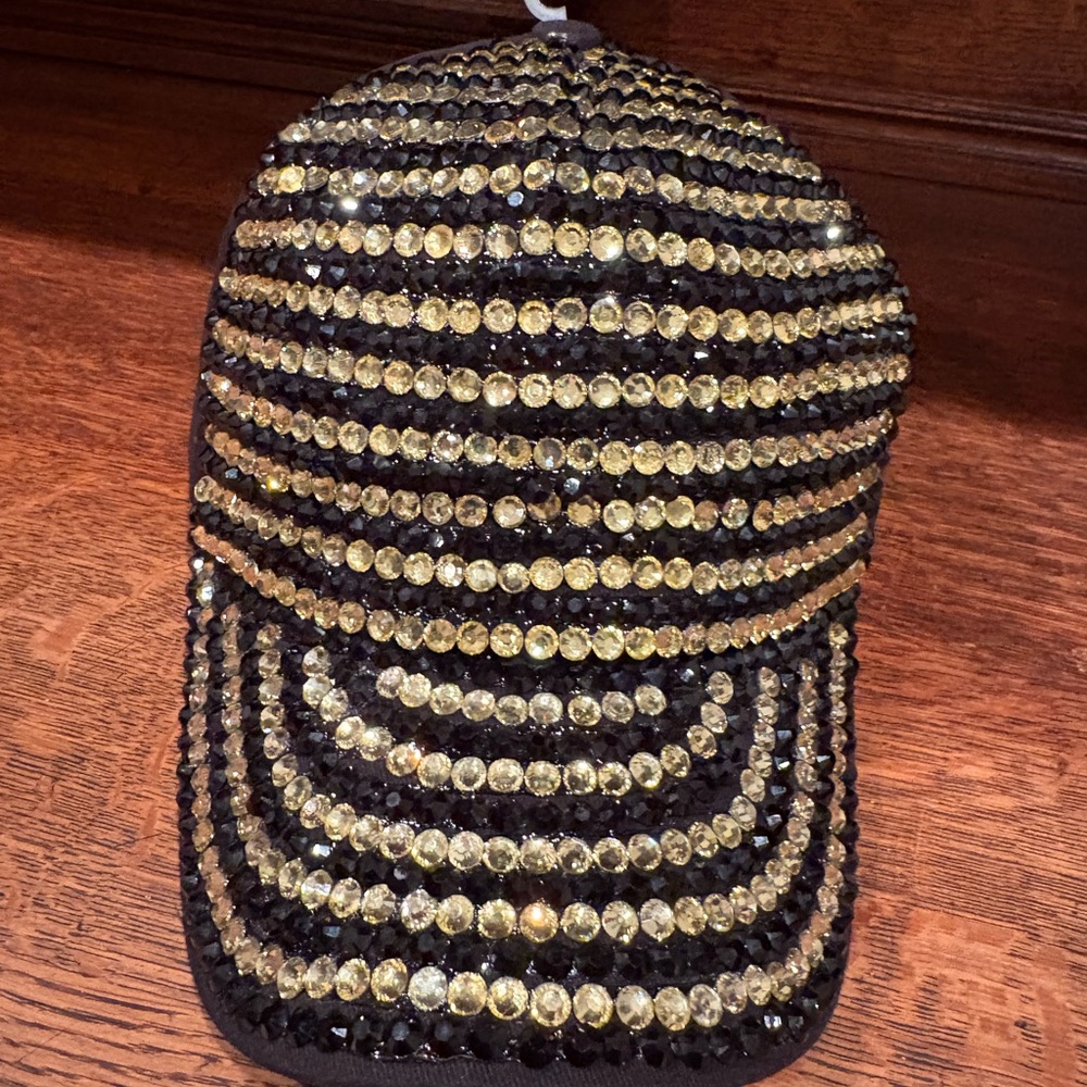 Black and Gold Rhinestone Cap